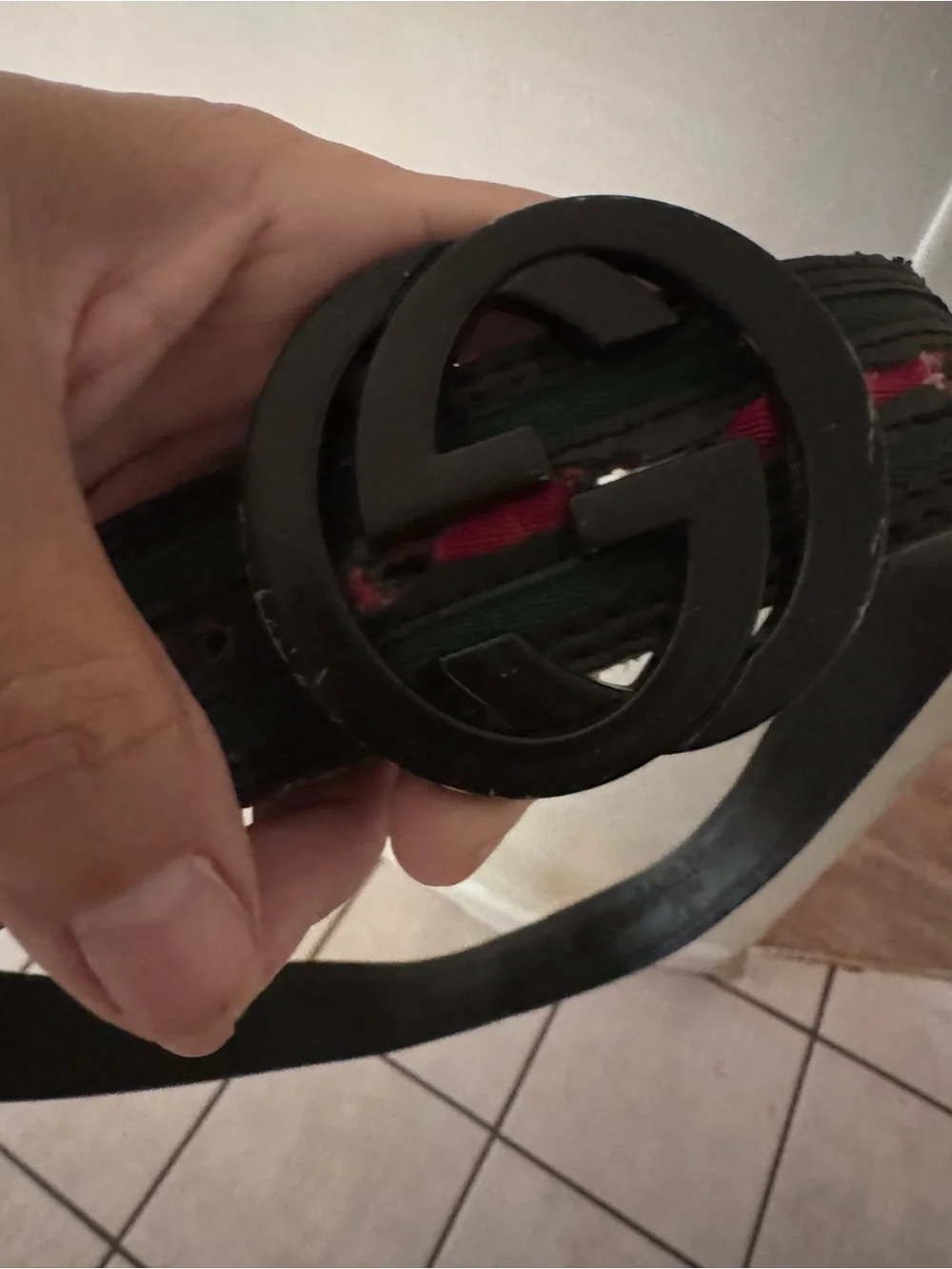 Gucci Black Men's Leather Belt Strap Size 46